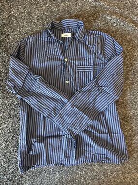 Tekla Men’s Large Blue Striped Pajama Set